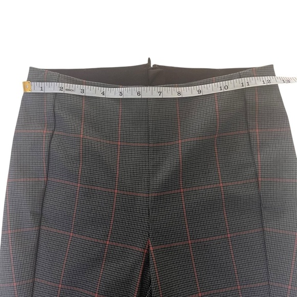 Gray Plaid Cropped Pants Career Casual Ankle Length Trousers - Picture 4 of 5